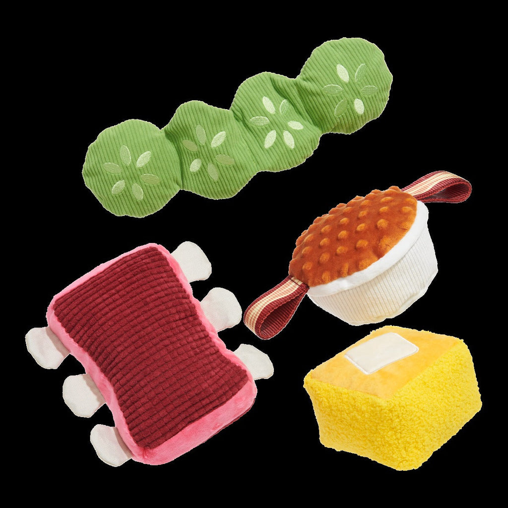 Squeak & Three Plush Multi-Part Dog Toy