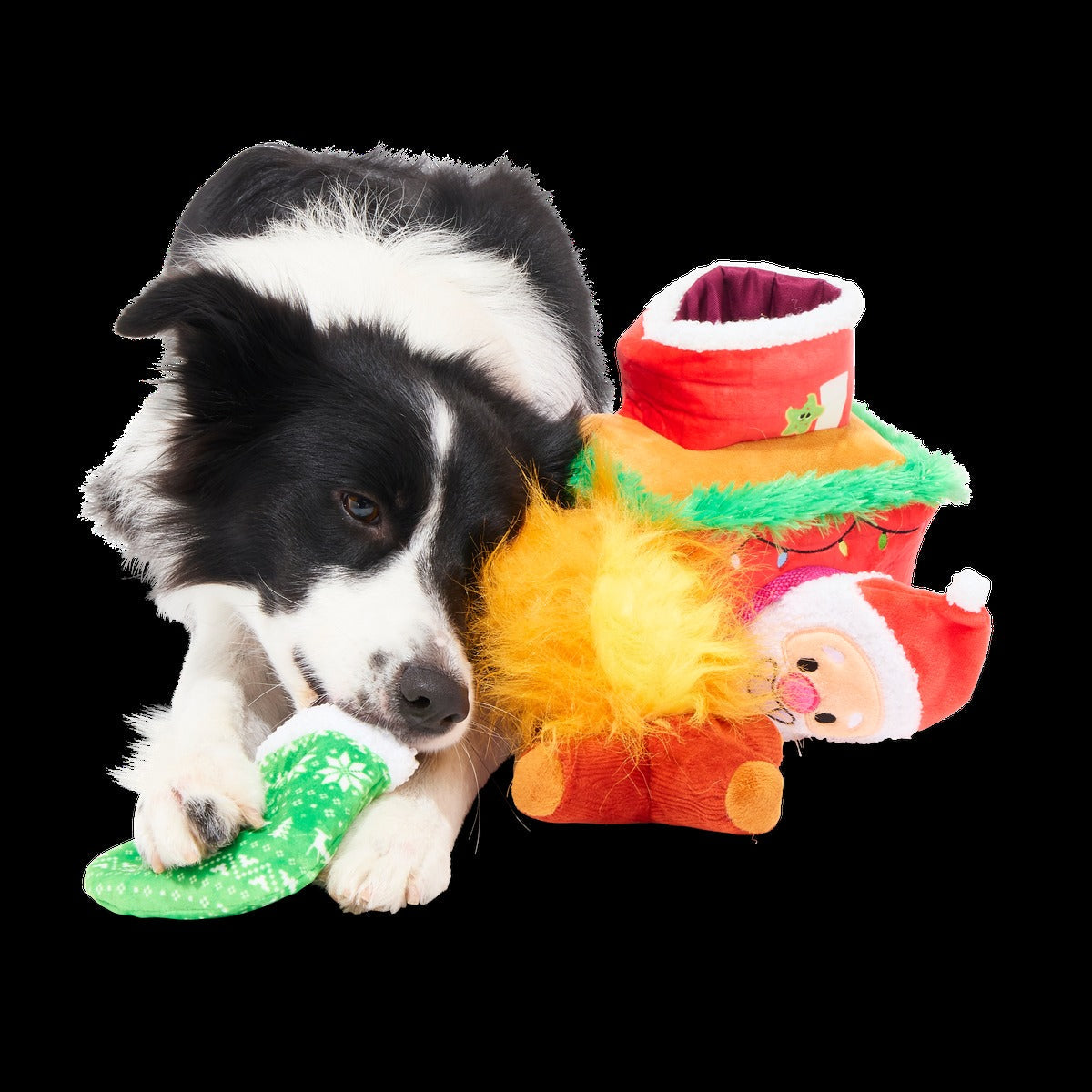 Mutts Be Santa Plush Extra-Large + Enrichment + Multi-Part Dog Toy