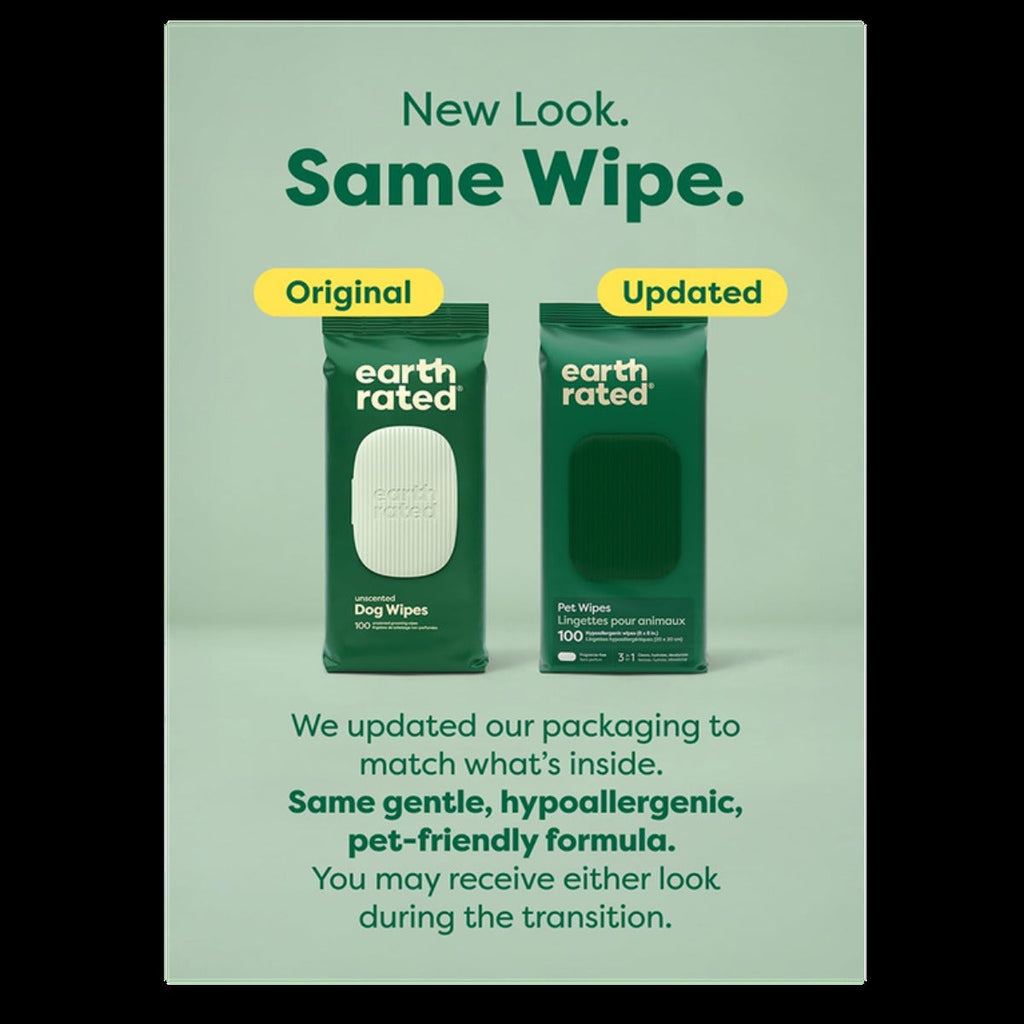 Earth Rated® Hypoallergenic 3-in-1 Dog Grooming Wipes, Unscented, 100 Ct