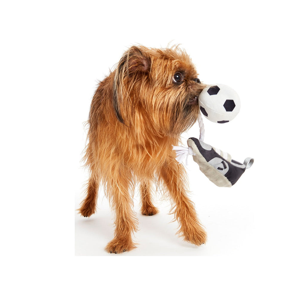 World Pup Cleat Plush Tug + Enrichment Dog Toy