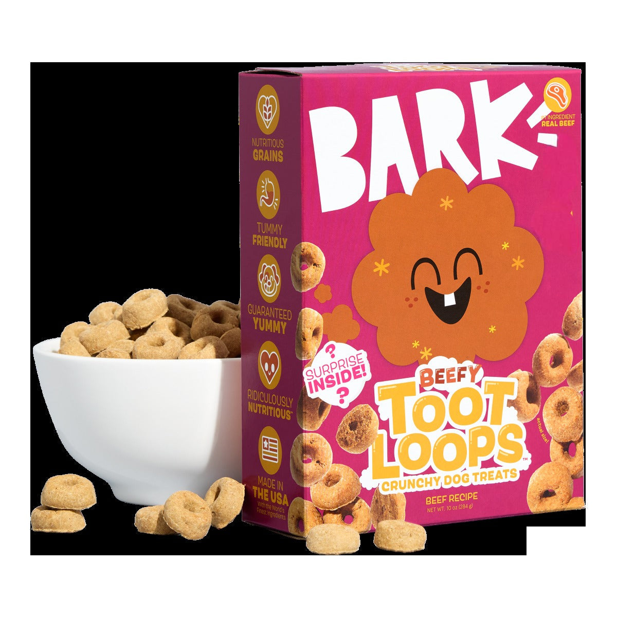 Beefy Toot LoopsTM Beef Blend Hard & Crunchy Dog Treats, 10 oz