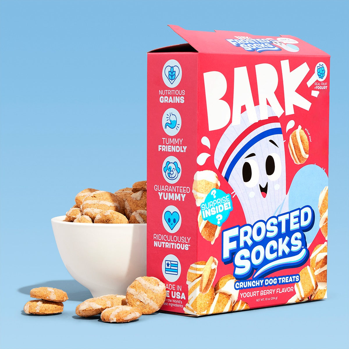 Frosted SocksTM Yogurt Berry Flavor Vegetarian Hard & Crunchy Dog Treats, 10 oz