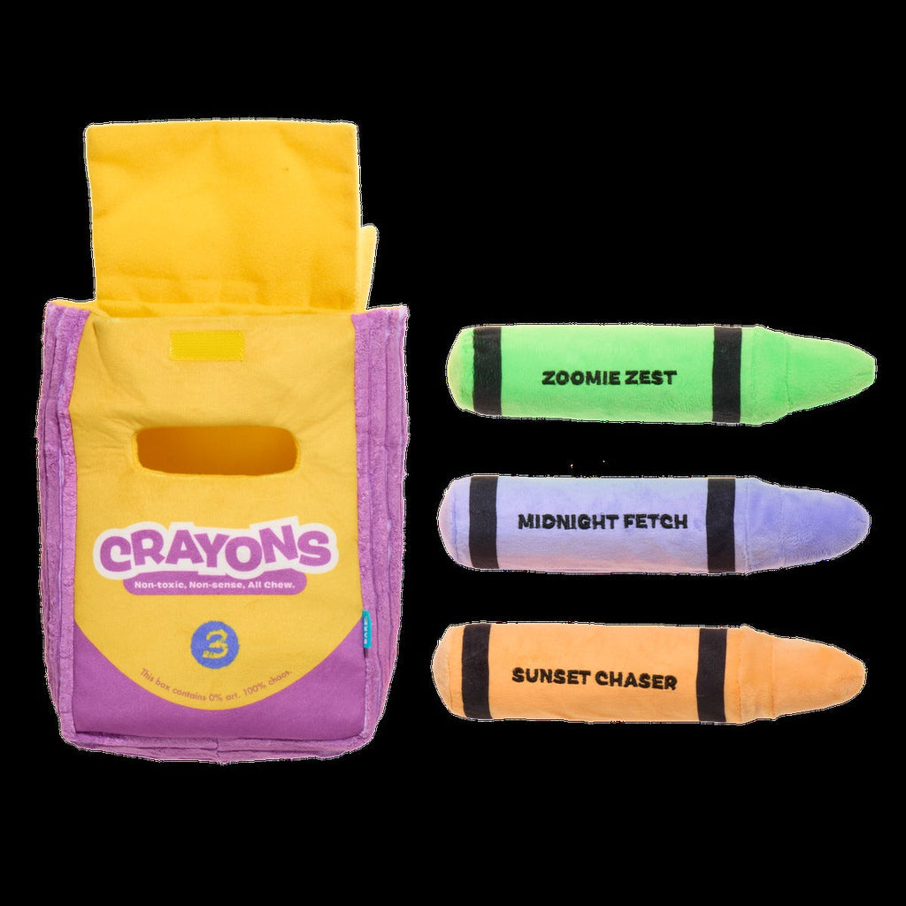 Playola Crayons Plush Extra-Large + Multi-Part + Enrichment Dog Toy