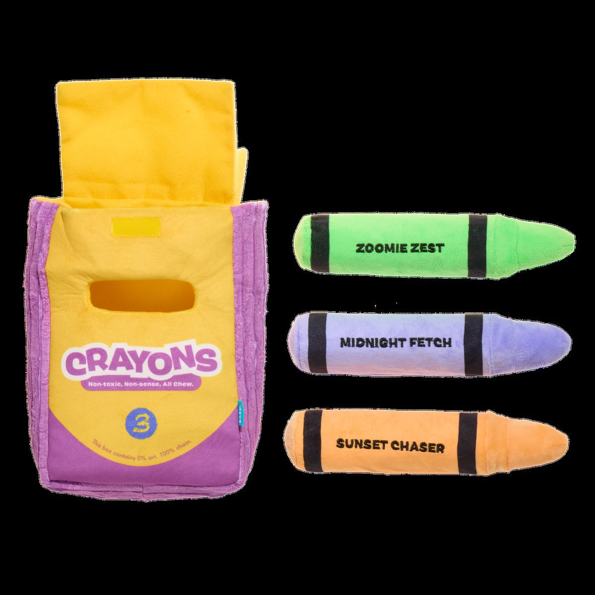 Playola Crayons Plush Extra-Large + Multi-Part + Enrichment Dog Toy