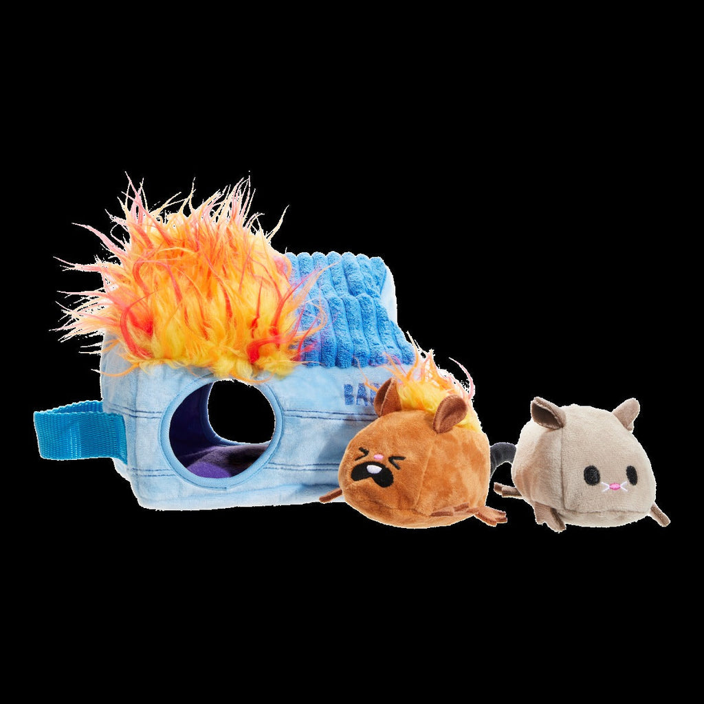 Hide n' Squeak Dumpster Fire Plush Multi-Part + Enrichment Dog Toy