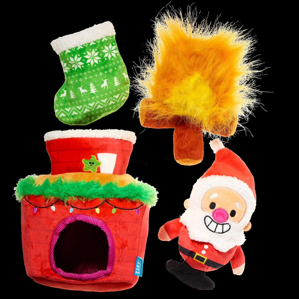 Mutts Be Santa Plush Extra-Large + Enrichment + Multi-Part Dog Toy