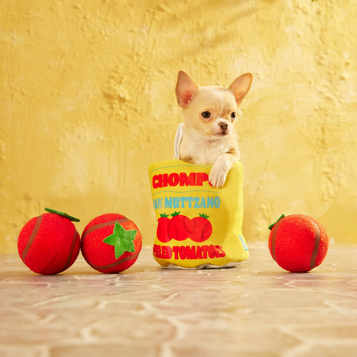 San Muttzano Tomatoes Plush Multi-Part + Enrichment + Fetch Dog Toy