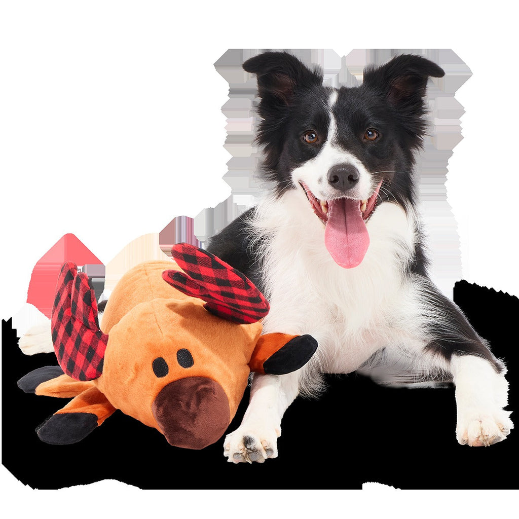 Buffalo Plaid Blitzen Plush Extra-Large + Tug Dog Toy