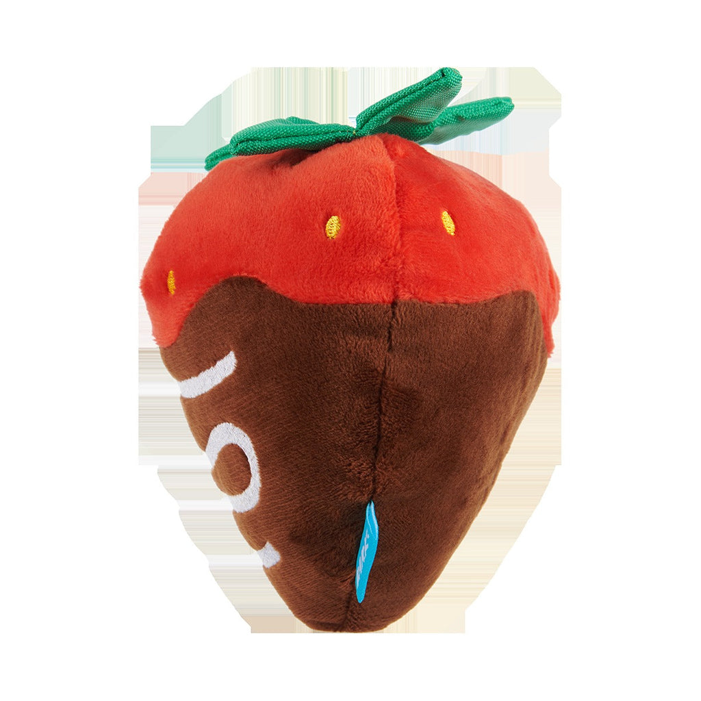 Chocolate Slobber Strawberry Plush Fetch Dog Toy