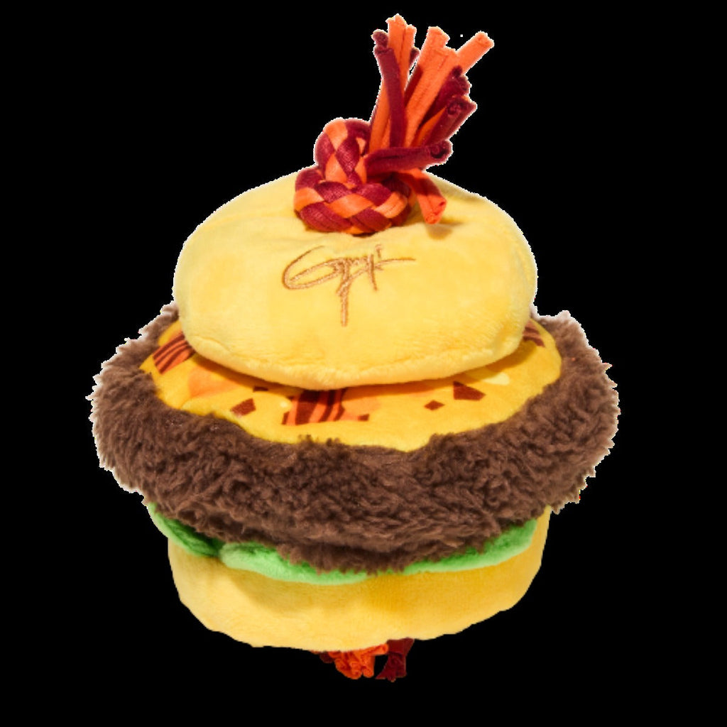 Barkin' Cheese Burger Plush Tug Dog Toy