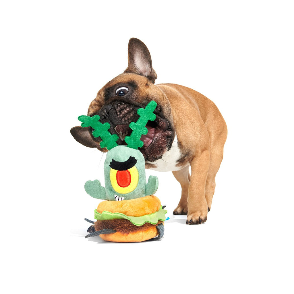 Patty Stealing Plankton Plush Multi-Part + Enrichment Dog Toy