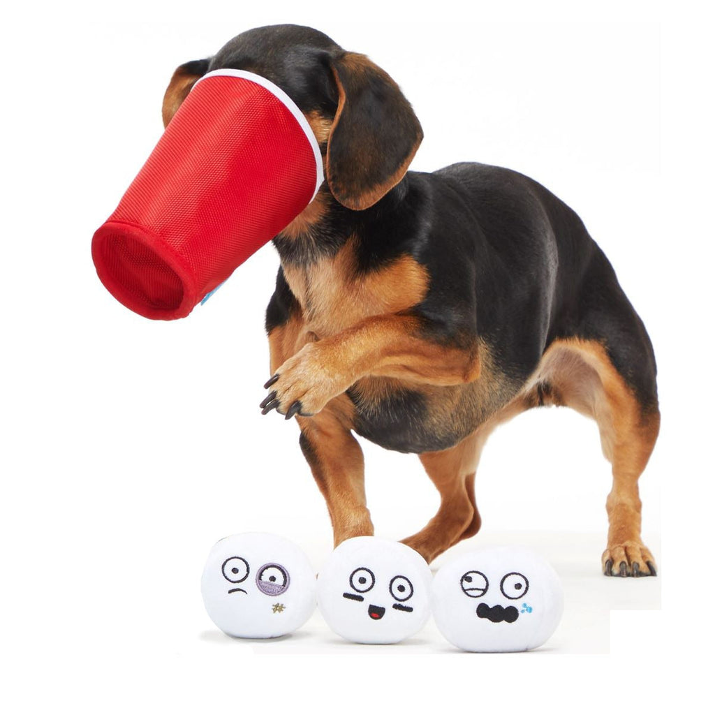 Bark Pong Cup Plush Multi-Part + Fetch Dog Toy