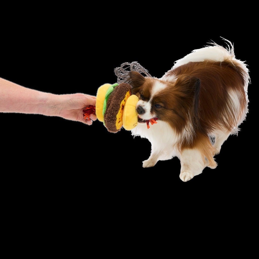 Barkin' Cheese Burger Plush Tug Dog Toy