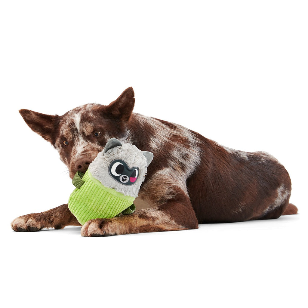 Rickie Racoon the Trash Tycoon Plush Enrichment + Multi-Part Dog Toy