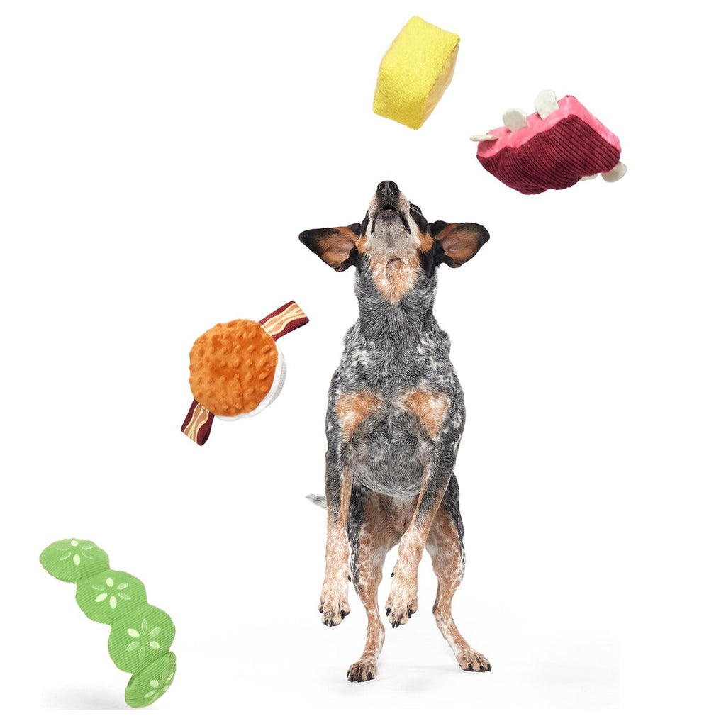 Squeak & Three Plush Multi-Part Dog Toy