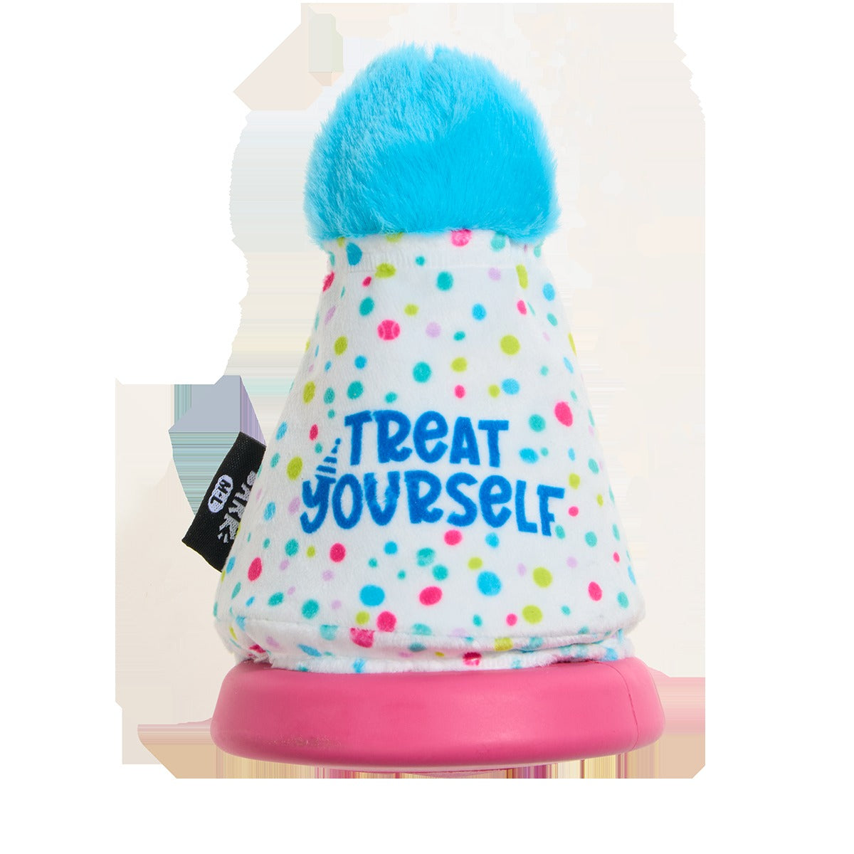 Treat Yourself Party Hat Super Chewer Durable 2-in-1 + Enrichment Dog Toy