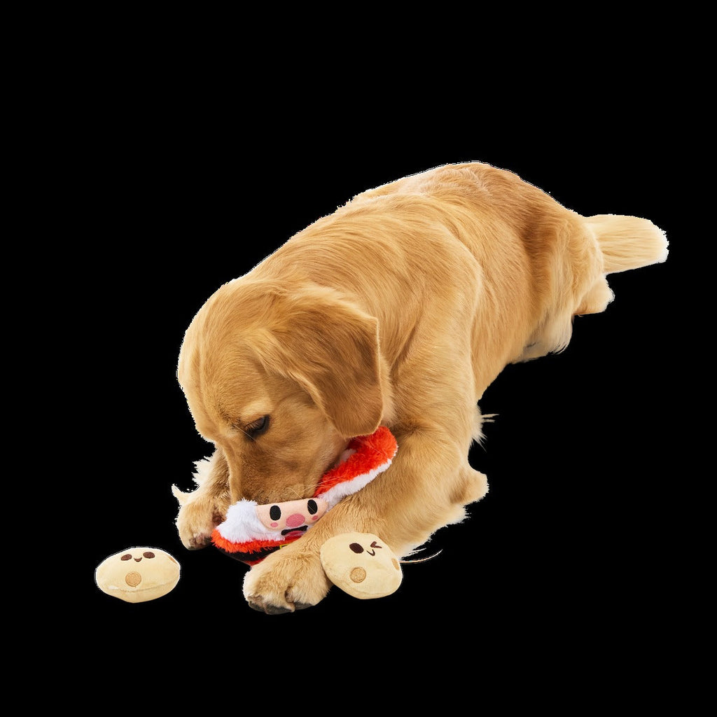 Santa's Jolly Cookie Jar Plush Multi-Part Dog Toy