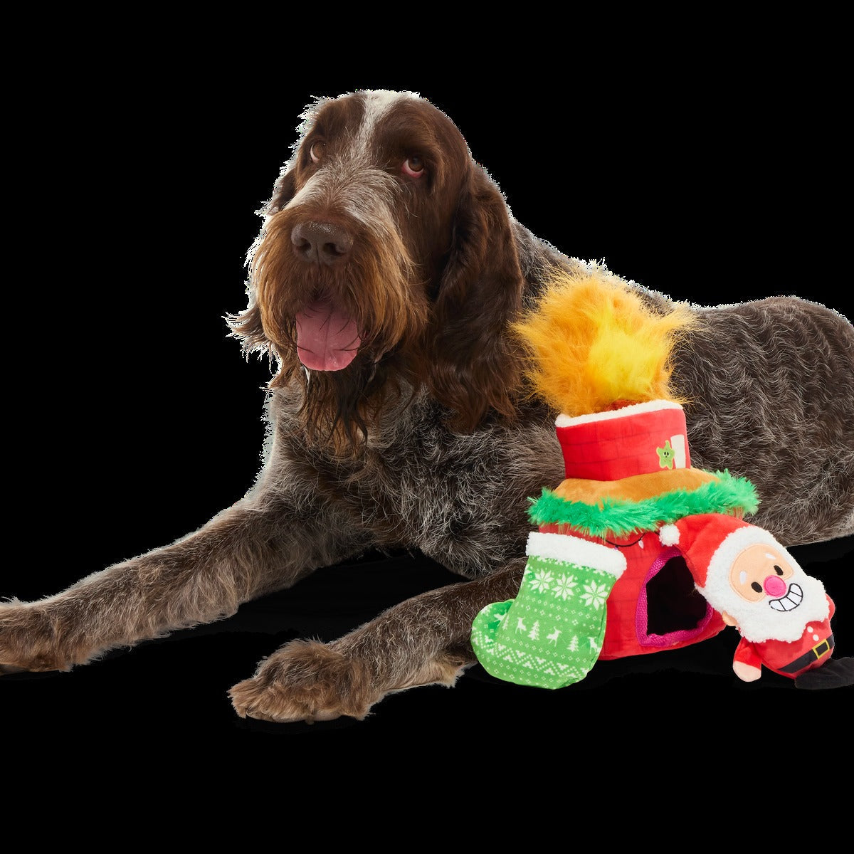 Mutts Be Santa Plush Extra-Large + Enrichment + Multi-Part Dog Toy
