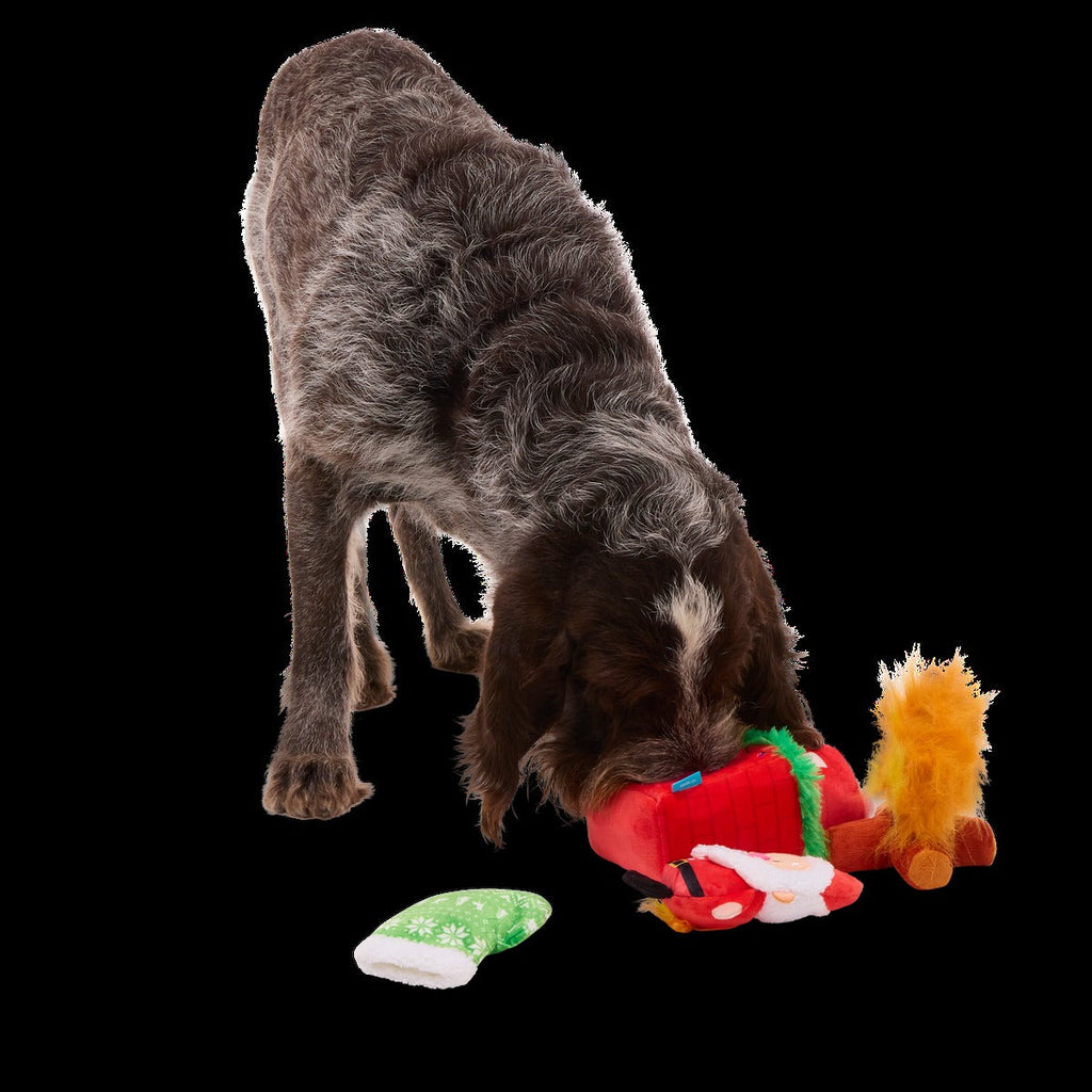 Mutts Be Santa Plush Extra-Large + Enrichment + Multi-Part Dog Toy