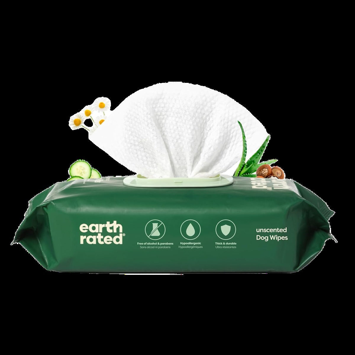 Earth Rated® Hypoallergenic 3-in-1 Dog Grooming Wipes, Unscented, 100 Ct
