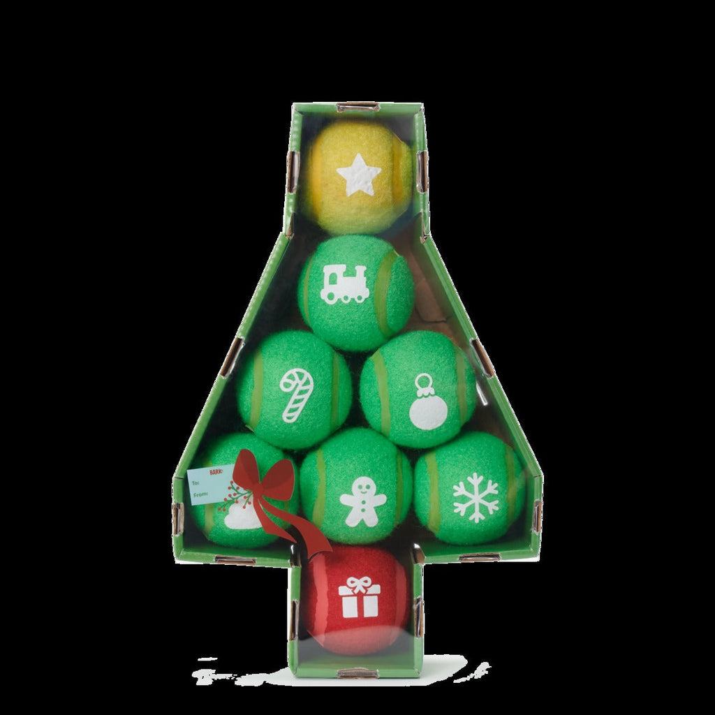 Deck The Balls Plush 8 Squeaky Tennis Balls Fetch Dog Toy