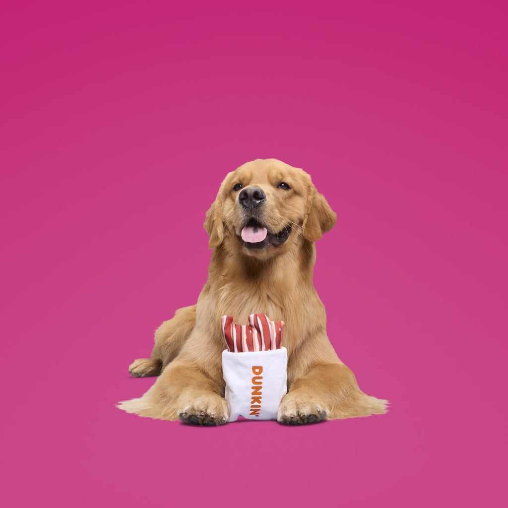 Dunkin'® Snackin' Bacon Plush Multi-Part + Enrichment Dog Toy