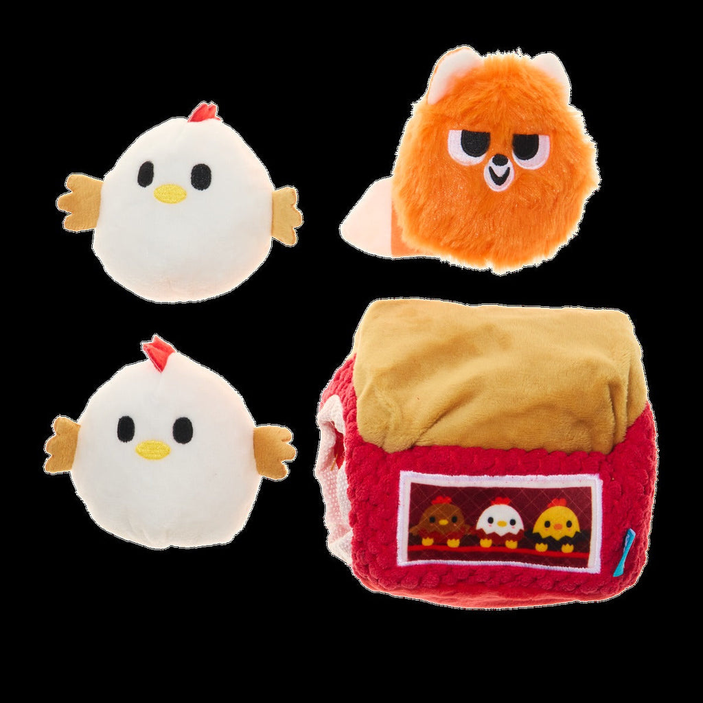Hen Party Plush Multi-Part + Enrichment Dog Toy