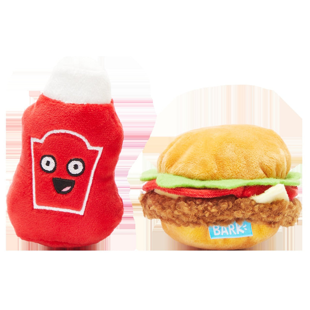 Cookout Burger and Ketchup Plush Multi-Part Dog Toy