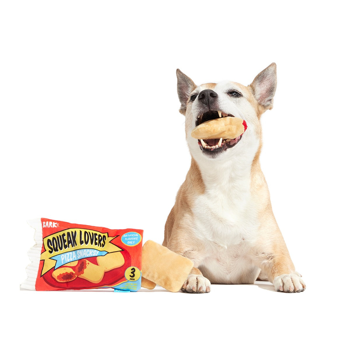 Squeak Lovers Pizza Snacks Plush Multi-Part + Enrichment Dog Toy