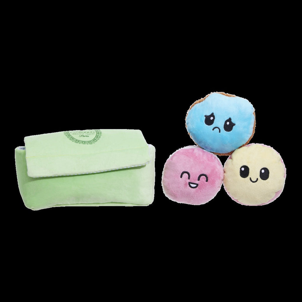 Wee Wee Macaroon Plush Multi-Part + Enrichment Dog Toy