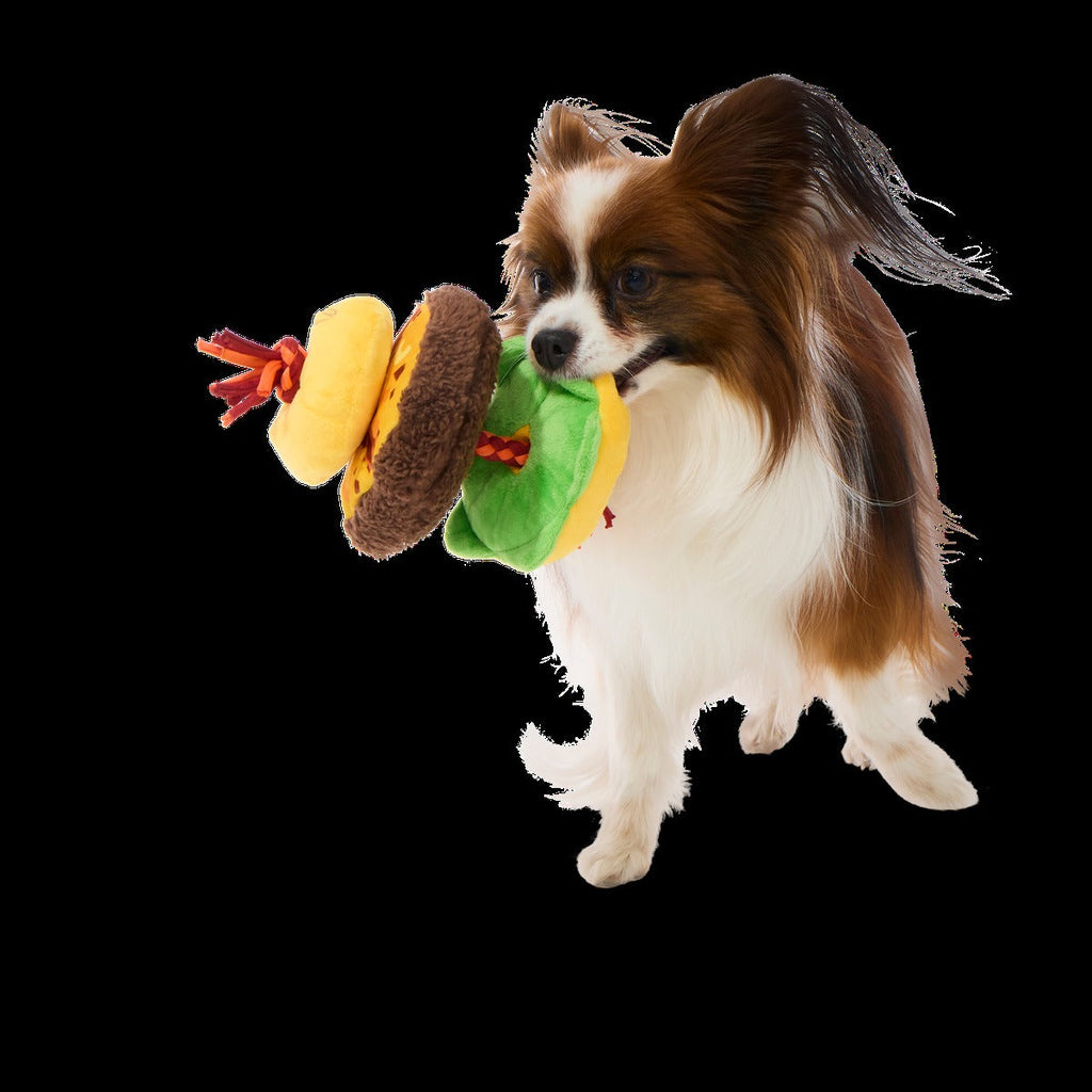 Barkin' Cheese Burger Plush Tug Dog Toy