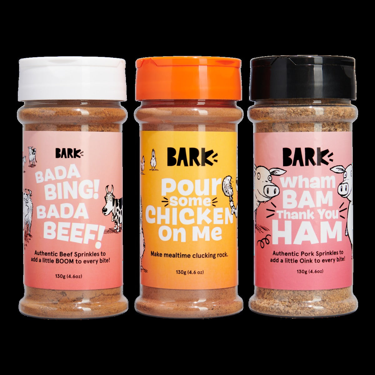 Shaker Topper Trio Bundle Beef, Chicken, Pork, Dog Food Meal Topper, 4.6 oz Each, 3 Pack