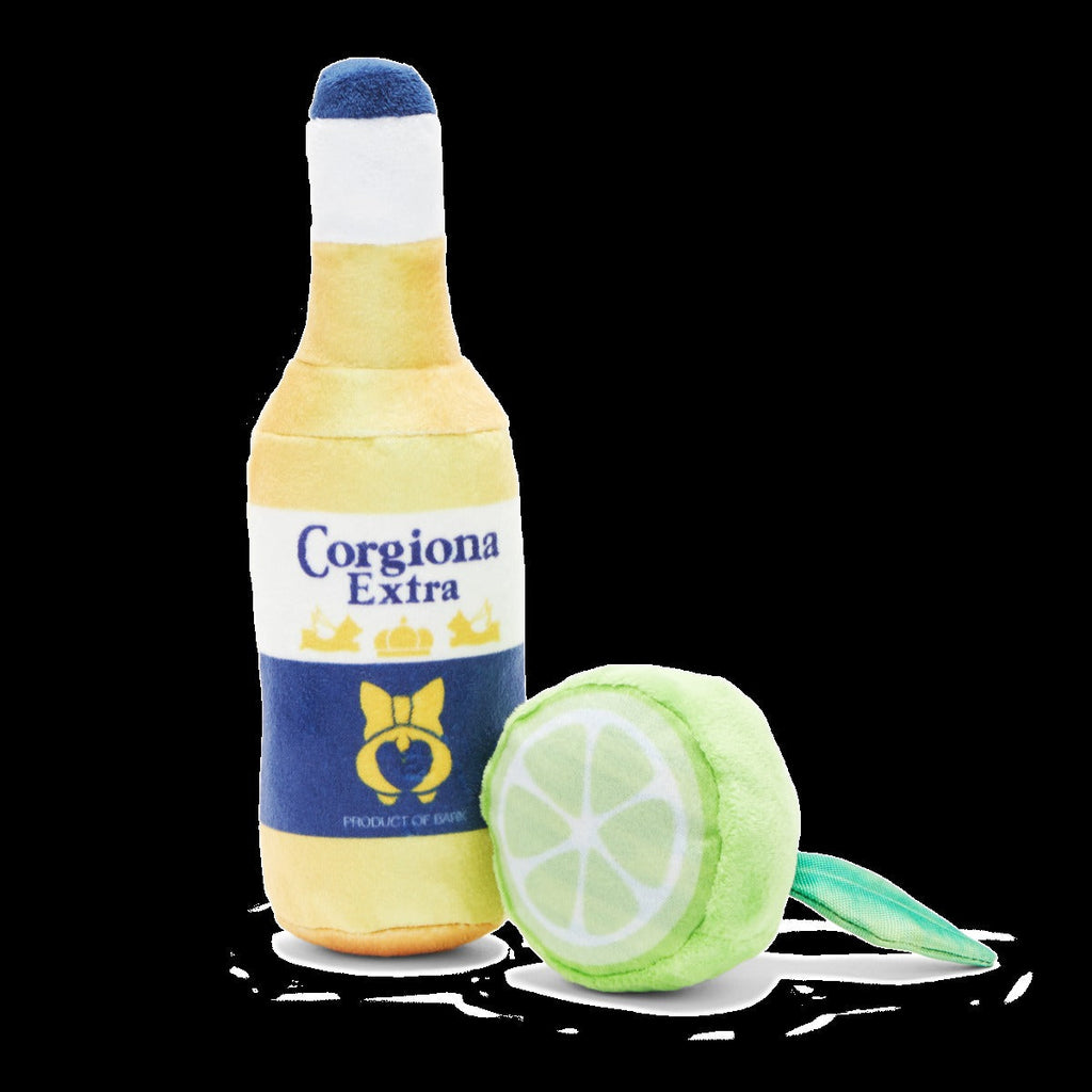 Corgiona With Lime Plush Multi-Part Dog Toy