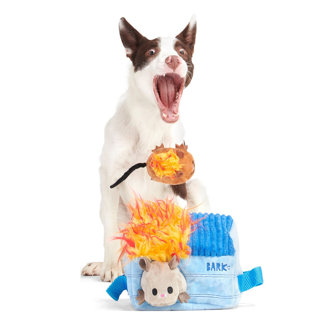 Hide n' Squeak Dumpster Fire Plush Multi-Part + Enrichment Dog Toy