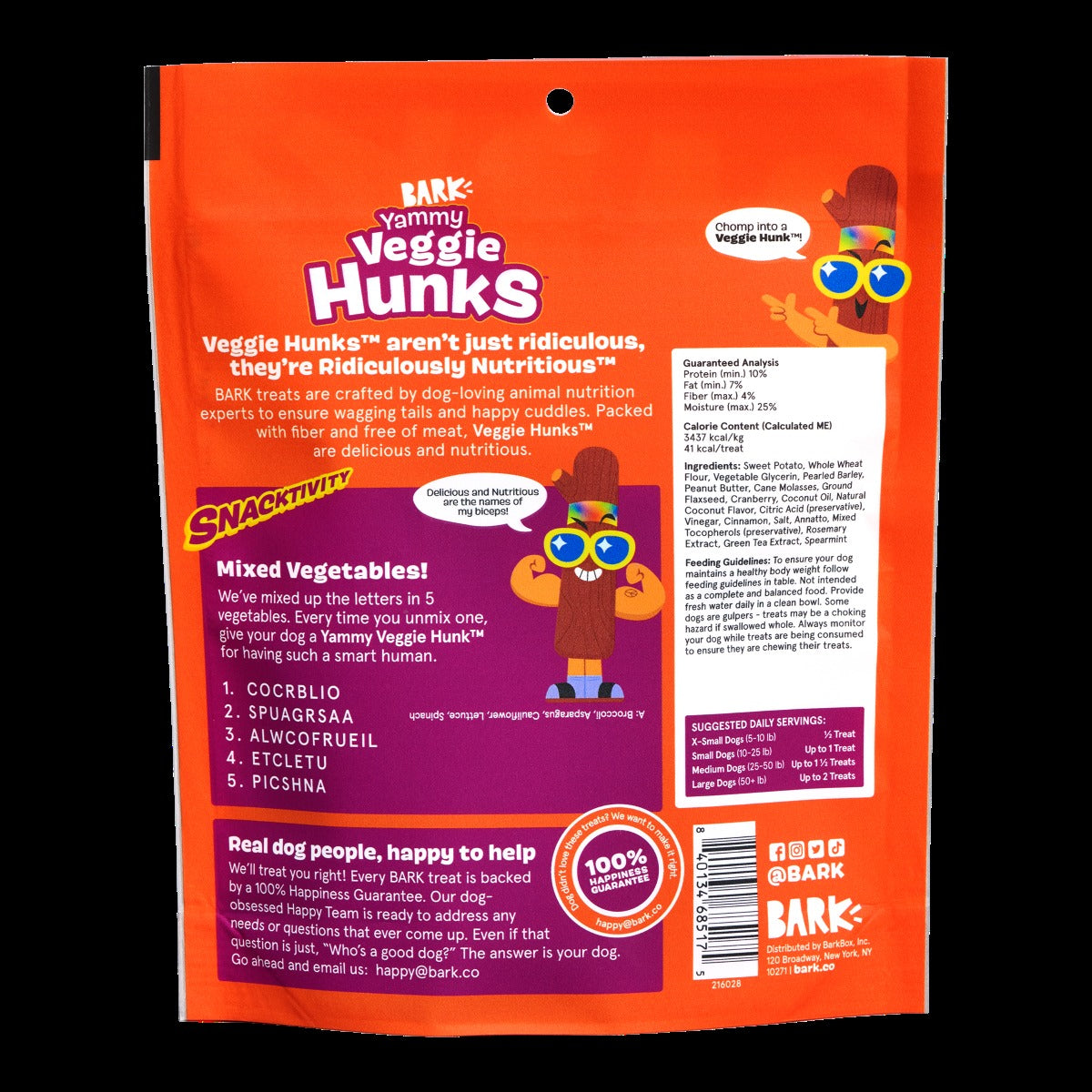 Yammy Veggie HunksTM Veggie Recipe Soft & Chewy Dog Treats, 10 oz