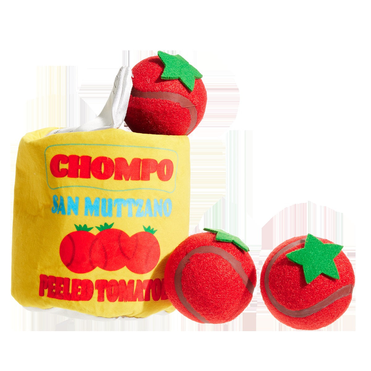 San Muttzano Tomatoes Plush Multi-Part + Enrichment + Fetch Dog Toy