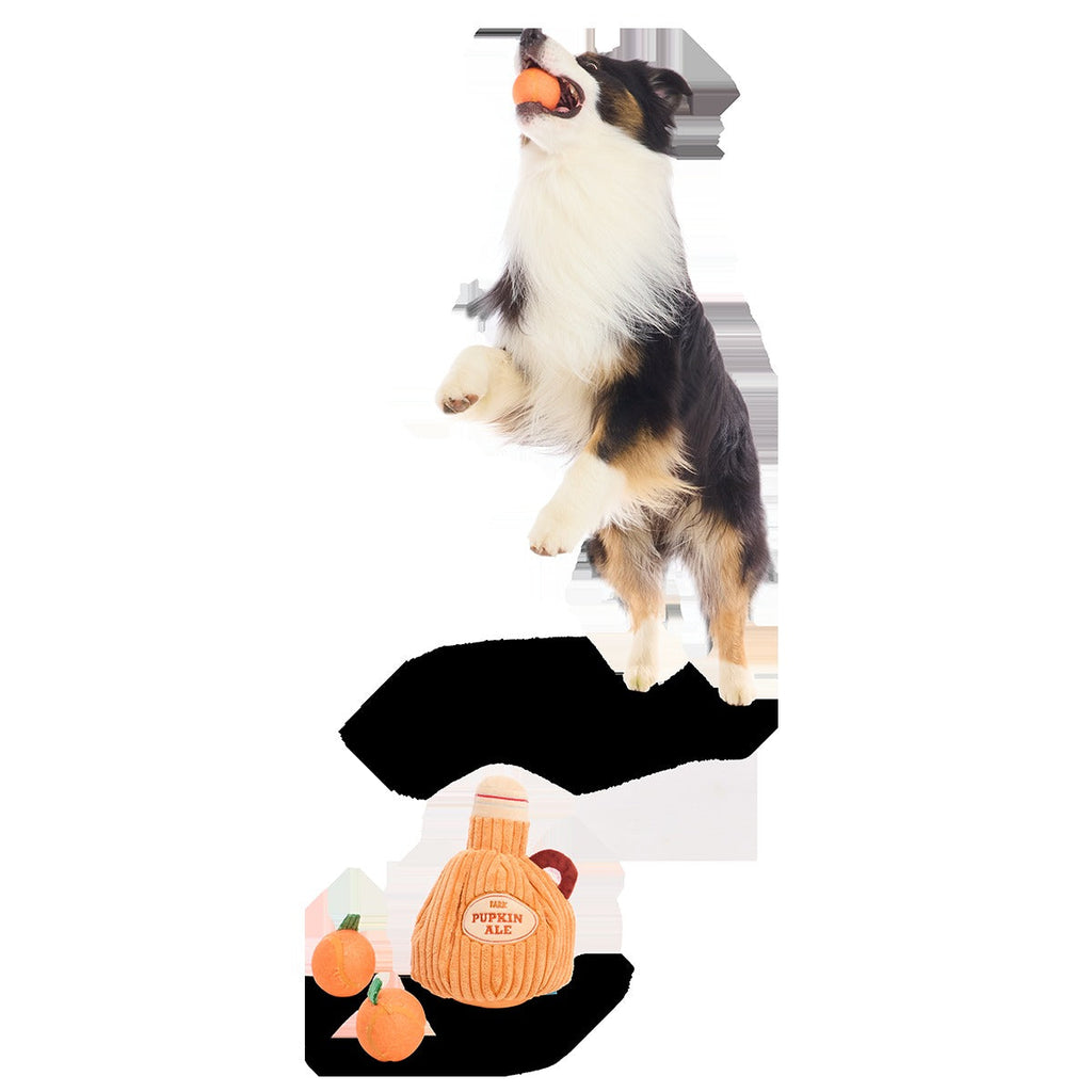 Pupkin Ale Growler Plush Multi-Part + Fetch + Enrichment Dog Toy